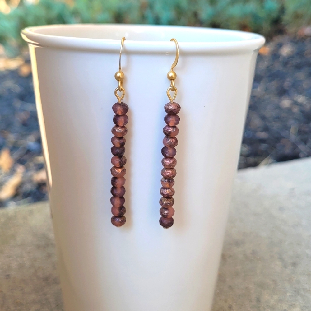 Handmade Linear Pink matte opal earrings NWOT